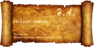Holzer Ambos névjegykártya